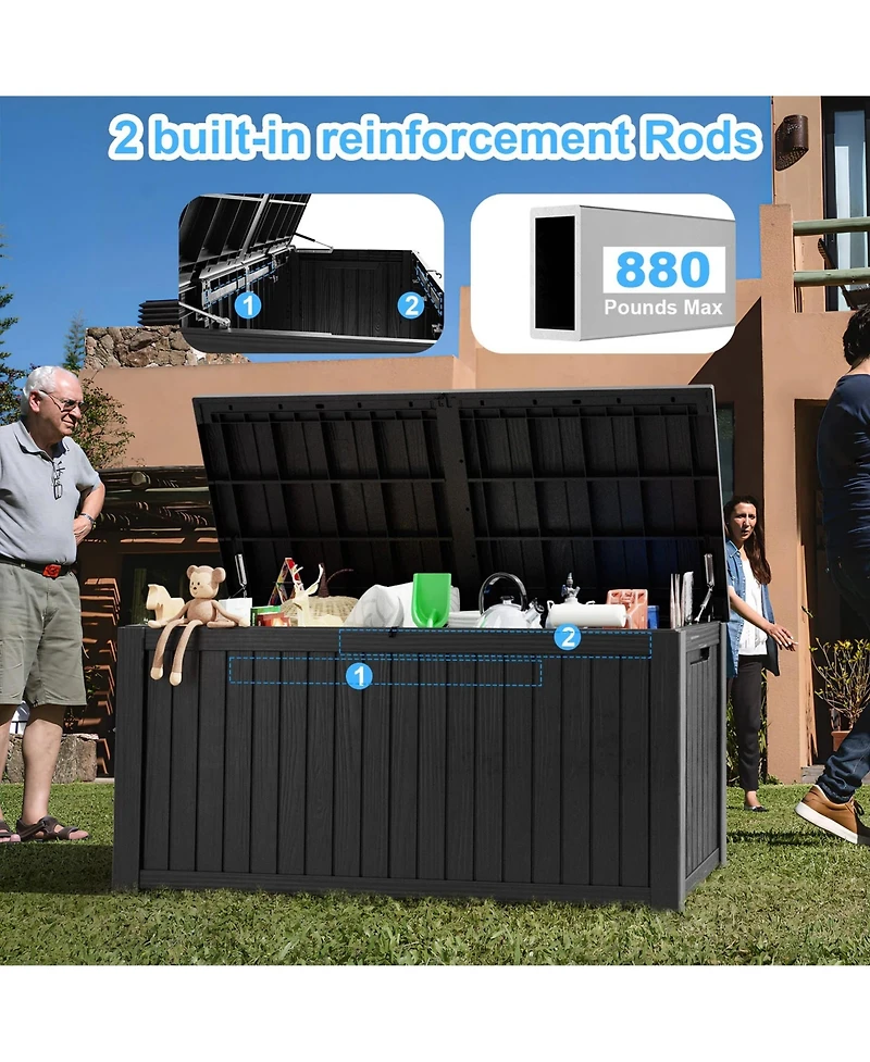 Chic Crate - StormArmor 180Gal LockPro Deck Box - Hurricane-Proof Hdpe Resin w/ QuadLock & UV360 Shield - Mega Outdoor Storage for Pool/Patio Tools