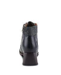 L'Artiste Women's Copine Multicolor Embossed Leather & Suede Booties with Velvet Lining and Chunky Heel
