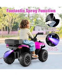 Gymax 6V Kids Ride On Atv w/ Music & Spray Function Usb Port Storage Box Toy Car