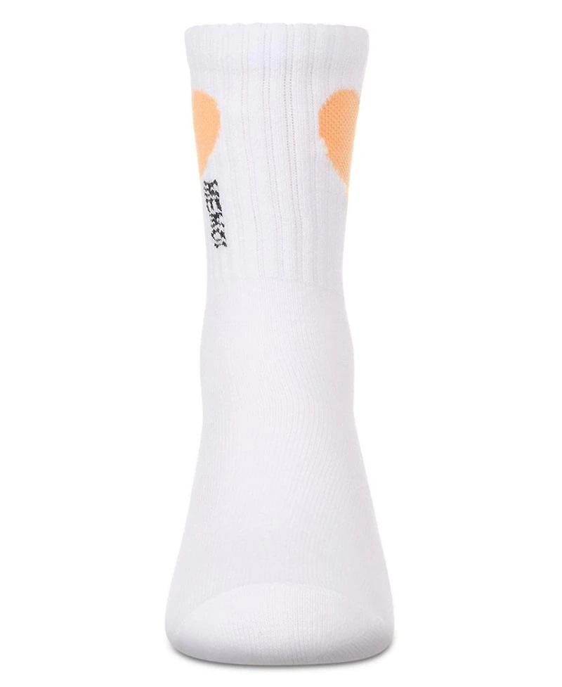 Memoi Girls' Single Heart Logo Crew Socks