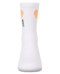 Memoi Girls' Single Heart Logo Crew Socks