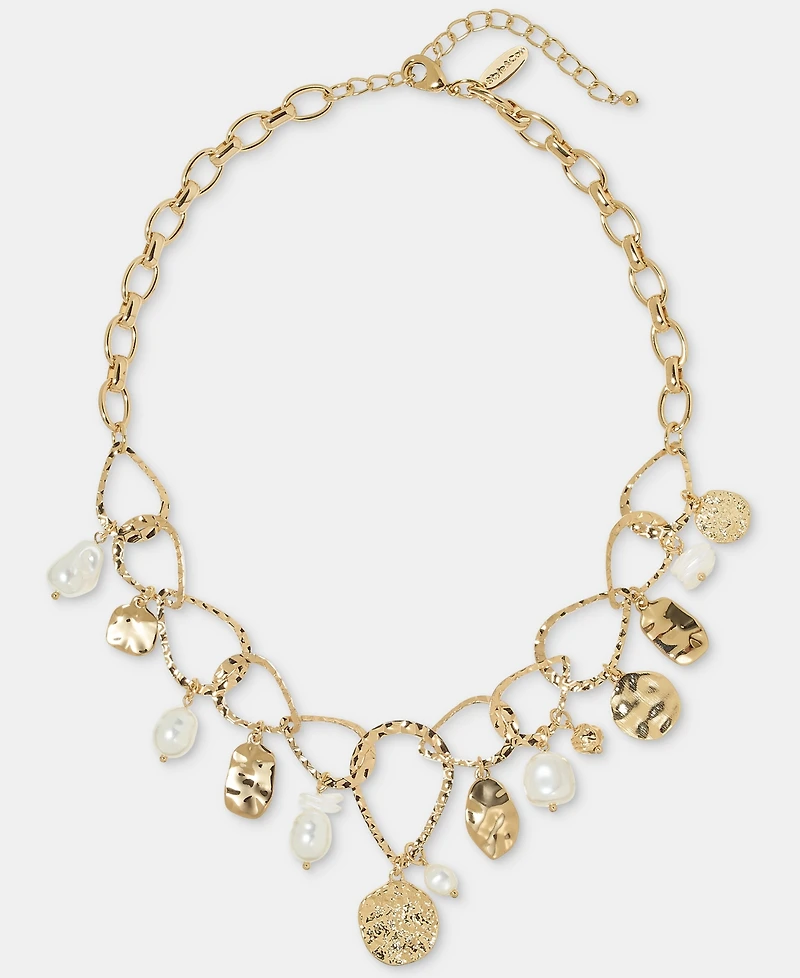 Style & Co Disc & Imitation Pearl Statement Necklace, 18" + 3" extender, Macy's Exclusive