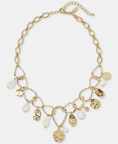 Style & Co Disc & Imitation Pearl Statement Necklace, 18" + 3" extender, Macy's Exclusive