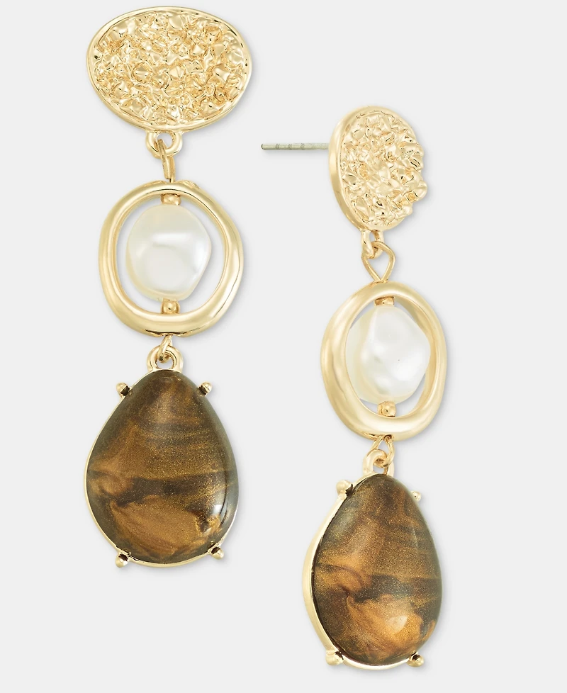 Style & Co Disc, Stone & Imitation Pearl Triple Drop Earrings, Macy's Exclusive