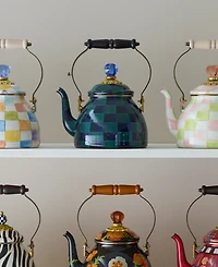 Mackenzie-Childs Juniper Check Enameled 2-Quart Tea Kettle