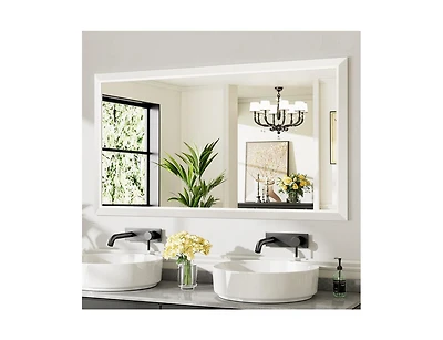 Amorho Bathroom Mirror, 55" x 30" Inch Thick Metal Framed Wall Mirrors for Over Sink, Bedroom, Living Room, Entryway