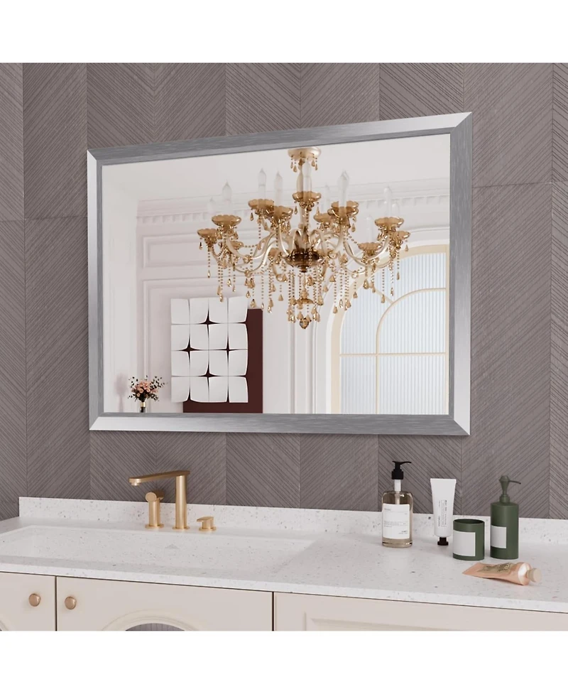 Amorho Bathroom Mirror, 48" x 36" Inch Thick Metal Framed Wall Mirrors for Over Sink, Bedroom, Living Room, Entryway, Rectangle Wall-Mounted Mirrors i