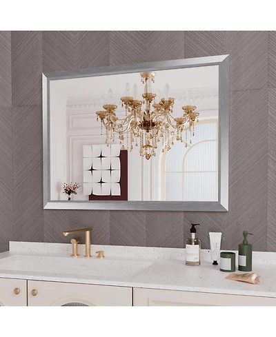 Amorho Bathroom Mirror, 48" x 36" Inch Thick Metal Framed Wall Mirrors for Over Sink, Bedroom, Living Room, Entryway, Rectangle Wall-Mounted Mirrors i