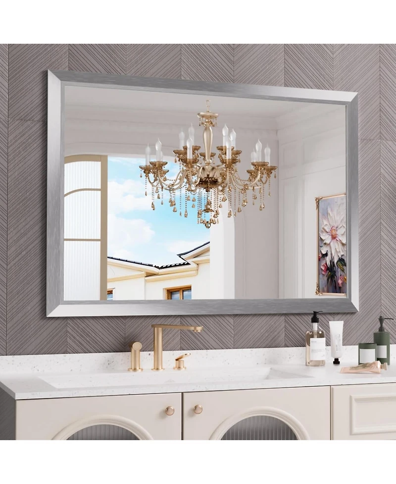 Amorho Bathroom Mirror, 55" x 36" Inch Thick Metal Framed Wall Mirrors for Over Sink, Bedroom, Living Room, Entryway, Rectangle Wall-Mounted Mirrors i