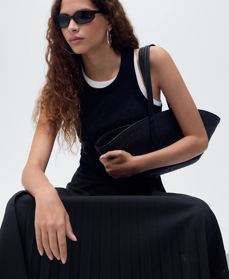 Mango Women's Pleated Crossover Skirt