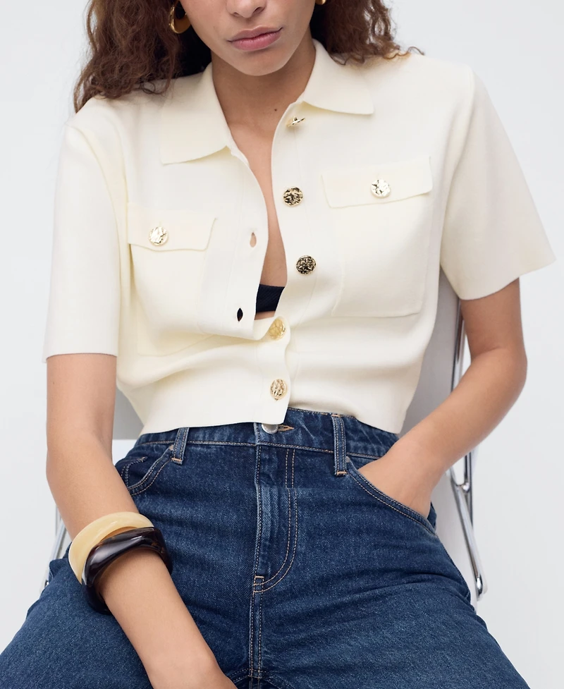 Mango Women's Short-Sleeved Knitted Jacket
