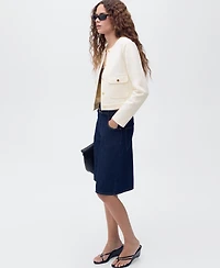 Mango Women's Pockets Cotton Cropped Jacket