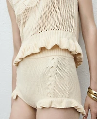Mango Women's Ruffled Openwork Knit Vest