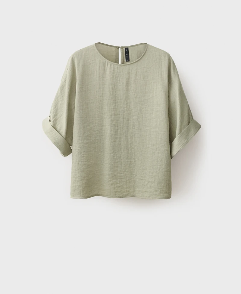 Mango Women's Turn-Up Sleeves Oversized Blouse