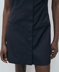Mango Women's Concealed Buttons Pinstripe Dress