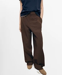 Mango Women's Low-Rise Wide-Leg Pants