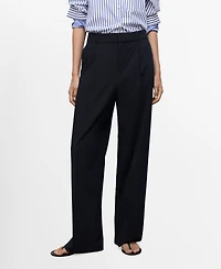 Mango Women's Low-Rise Wide-Leg Pants