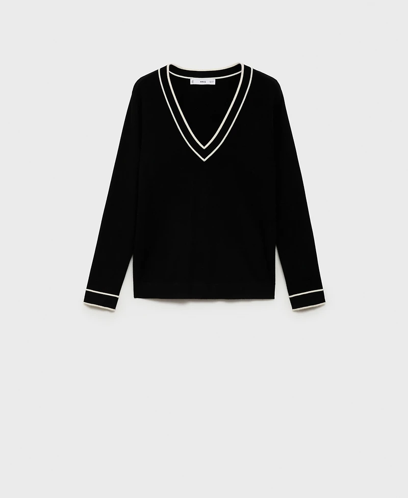 Mango Women's Contrasting V-Neck Sweater