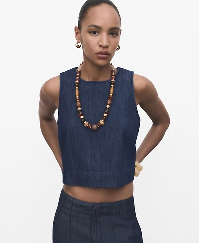 Mango Women's Denim Crop Top