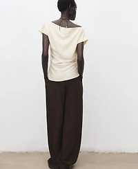 Mango Women's Asymmetrical Collar Modal Blouse