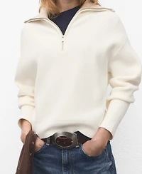 Mango Women's Contrasting Zipper Collar Sweater