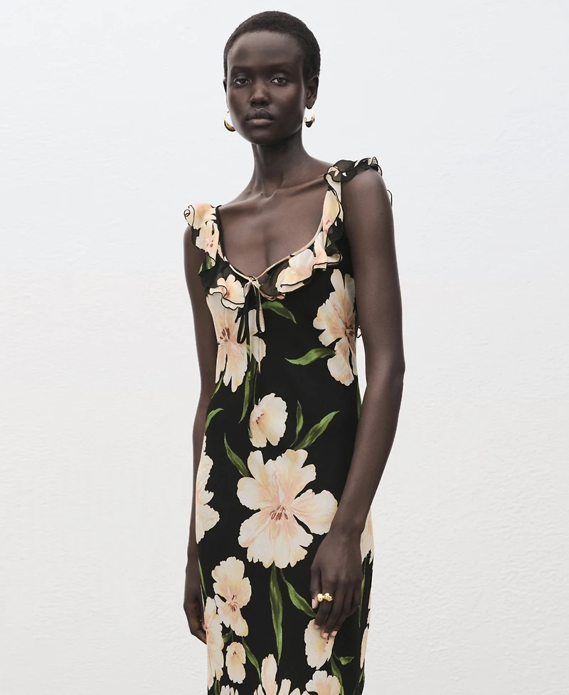 Mango Women's Ruffle Detail Floral-Print Dress