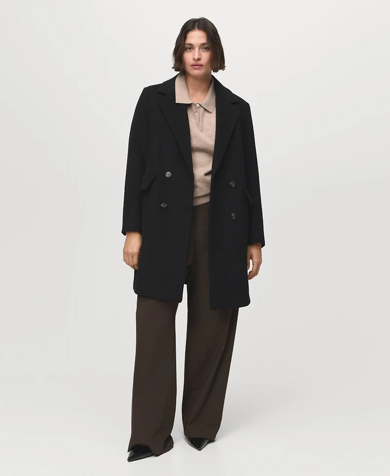 Mango Women's Double-Breasted Wool Blend Coat