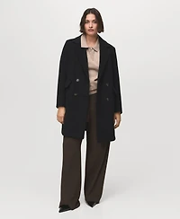 Mango Women's Double-Breasted Wool Blend Coat