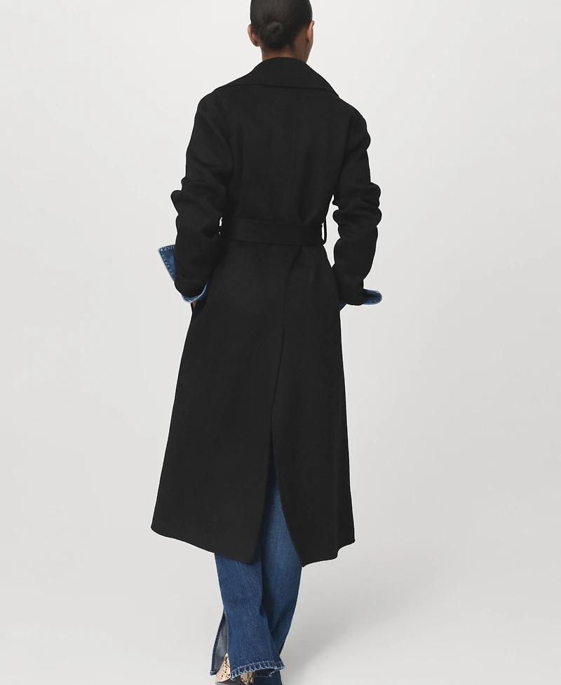 Mango Women's Handmade Belt Wool Coat