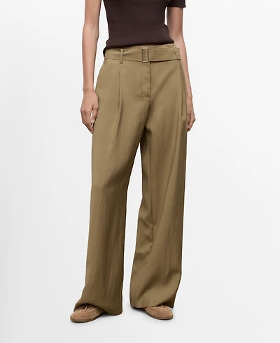 Mango Women's Belted Paper bag Pants