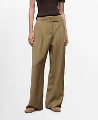 Mango Women's Belted Paper bag Pants