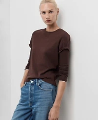Mango Women's Turn-Up Hem Wide-Leg Jeans