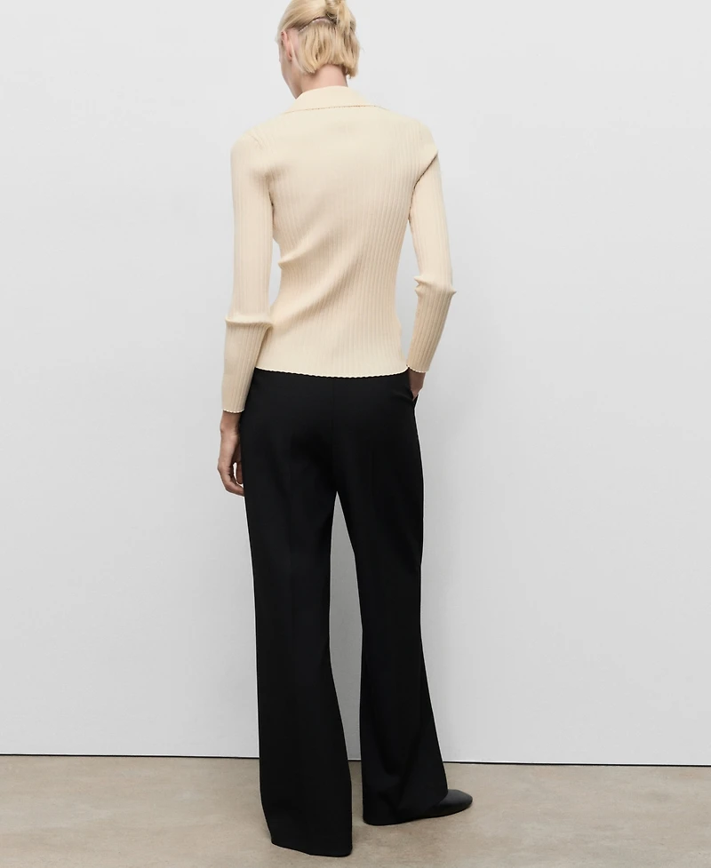 Mango Women's Ribbed Lapel Cardigan