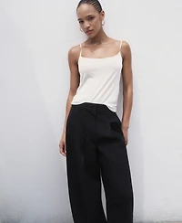 Mango Women's Pleated Wide Leg Pants