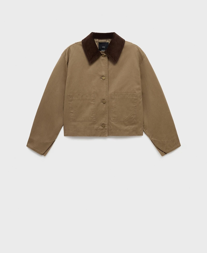 Mango Women's Corduroy Collar Denim Jacket