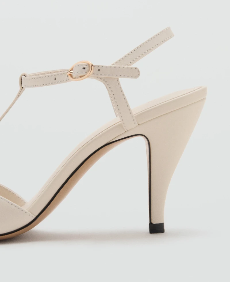 Mango Women's Straps Heeled Leather Sandals
