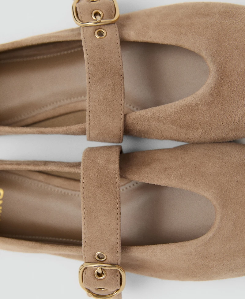 Mango Women's Suede Leather Ballet Flats