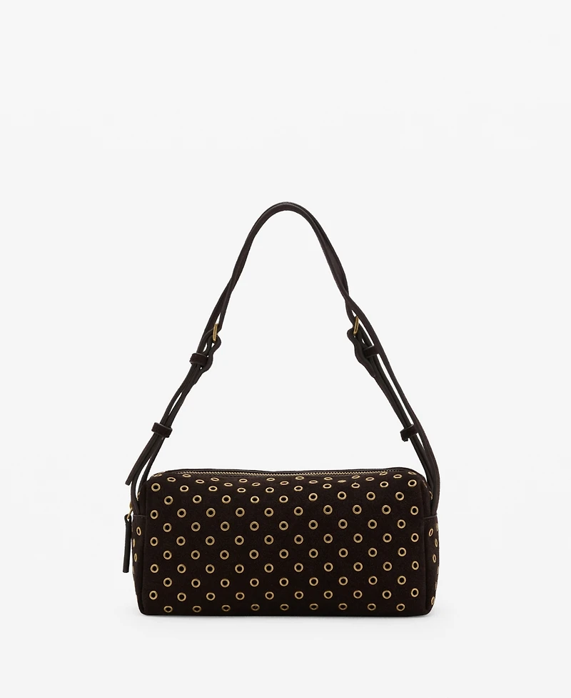 Mango Women's Eyelets Detail Suede Shopper Bag