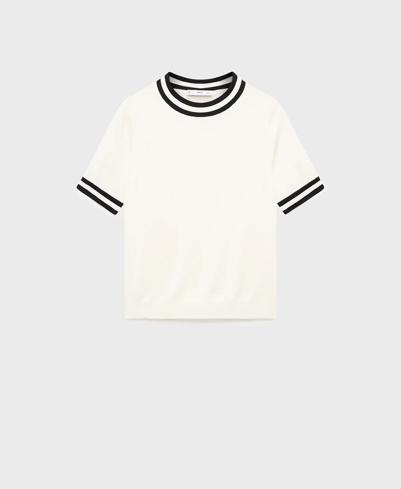 Mango Women's Short-Sleeve Contrast Stripe Sweater