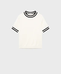 Mango Women's Short-Sleeve Contrast Stripe Sweater