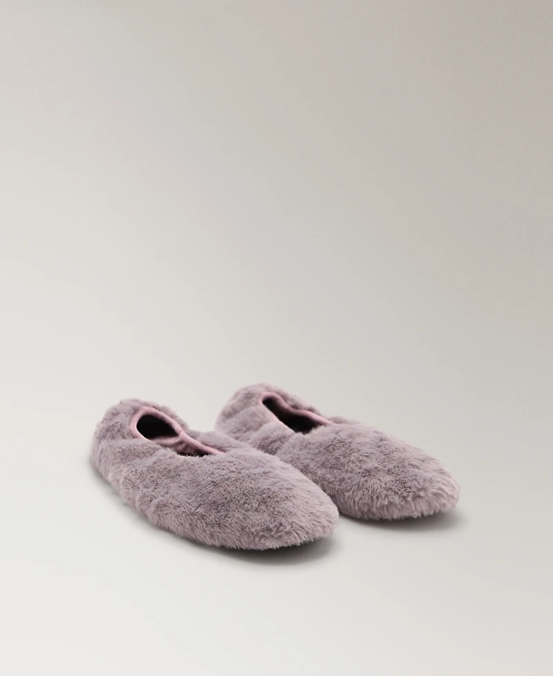 Mango Women's Fur-Effect Ballerina Flats