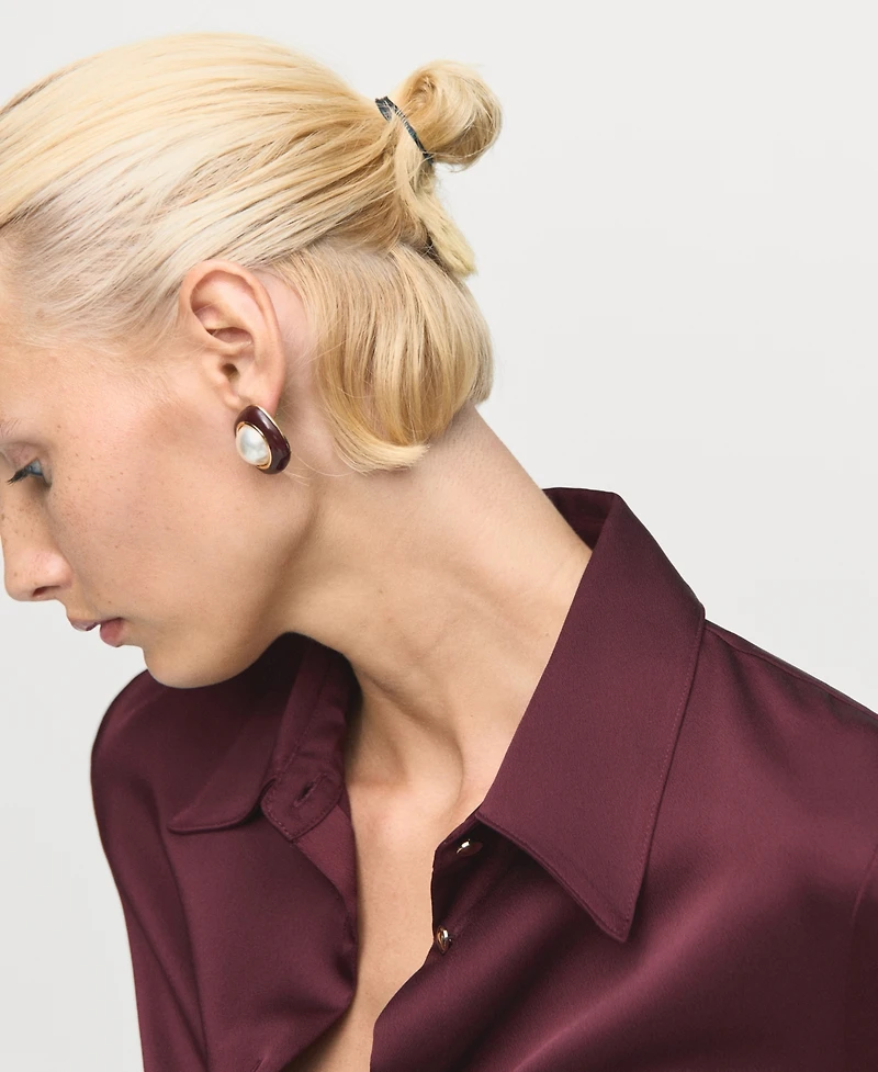 Mango Women's Satin Finish Flowy Shirt