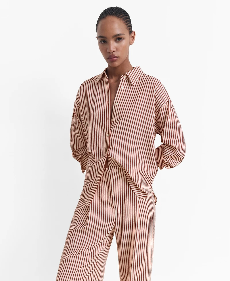 Mango Women's Pleated Striped Pants