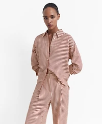 Mango Women's Pleated Striped Pants