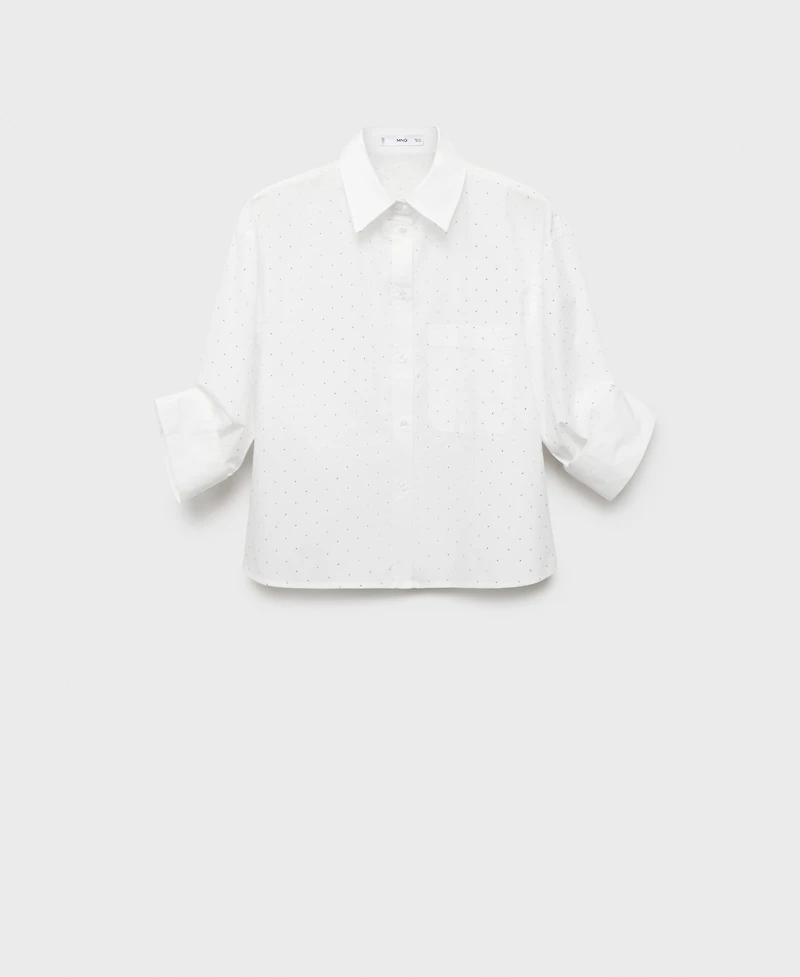 Mango Women's Rhinestone Cropped Shirt