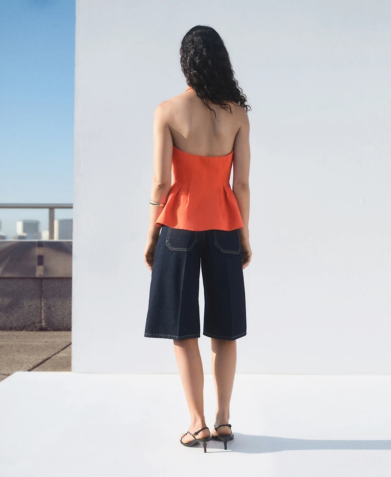 Mango Women's Halter-Neck Peplum Vest