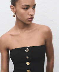 Mango Women's Jewel Buttons Strapless Dress