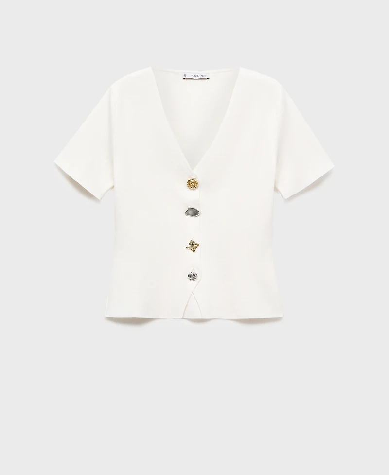 Mango Women's Jewel Button Knitted Cardigan