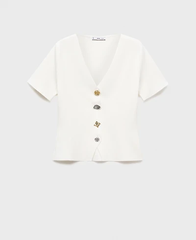 Mango Women's Jewel Button Knitted Cardigan