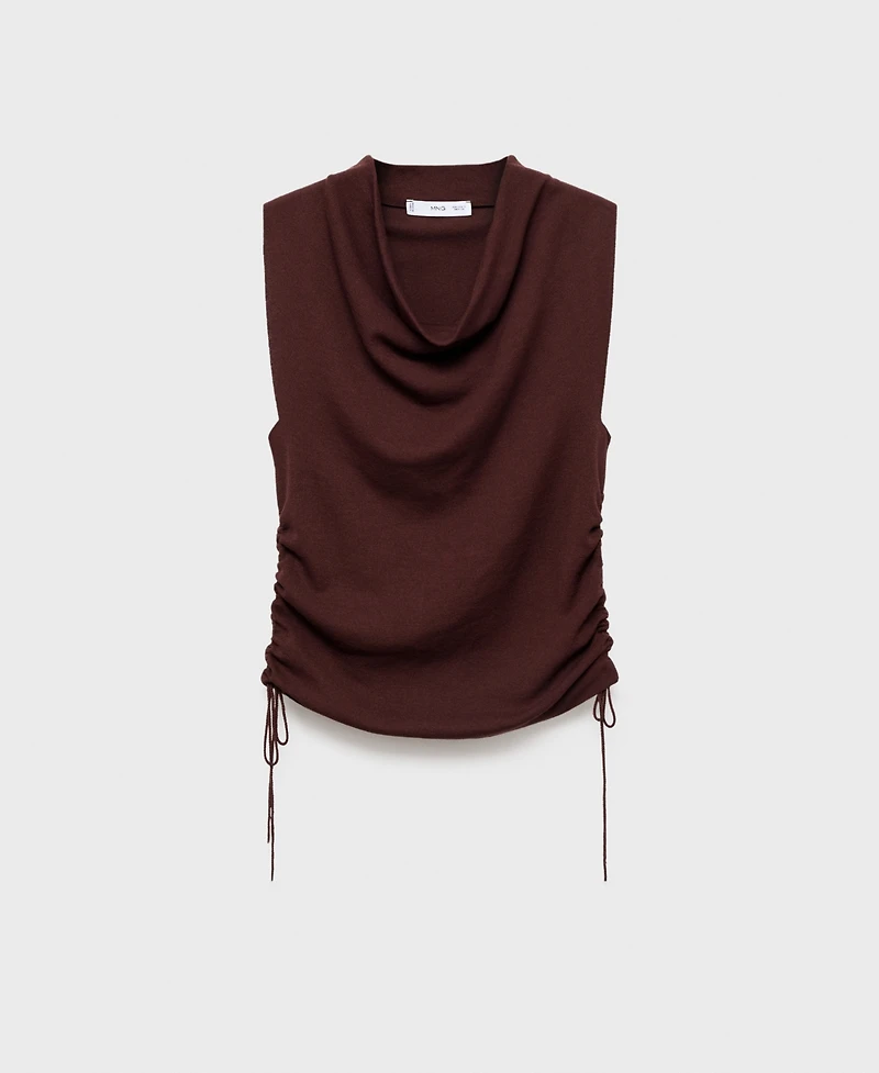 Mango Women's Ruched Knitted Top